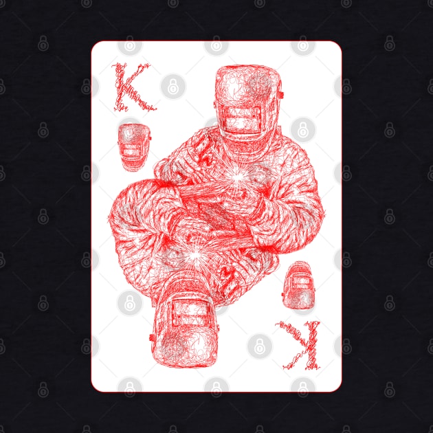 King of welder playing card red scribble art by KondeHipe